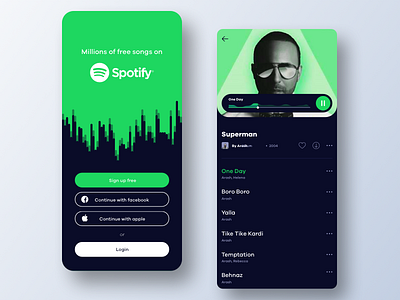 Music player album app beautiful concept design green illustration minimal mobile app music music app music player player skeuomorphic sound spotify stream ui ux uxui
