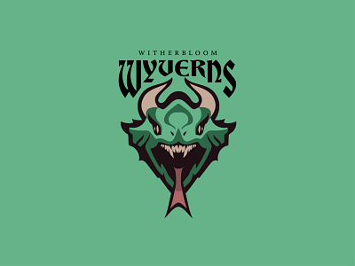 Witherbloom Wyverns Fantasy Sports Logo adobe illustrator branding design dragon fantasy geometric illustration logo sport sports team tongue vector wyvern