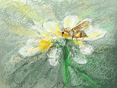 bee and flower art bee drawing flower ikon illustration pic