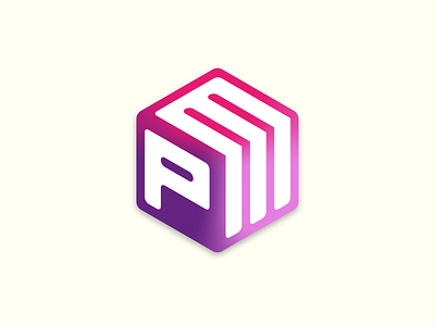 Postmodem 2020 cube isometric logo pink purple