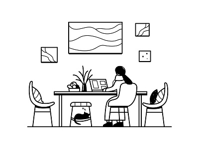 Comfy workplace in winter (2/7 versions) art design flat illustration illustration design illustrator line art lineart minimal ui vector workplace