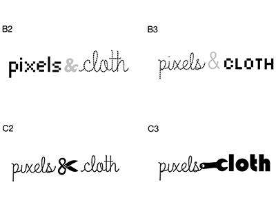 Logo concepts - Pixels and Cloth drafts icons logos type typography