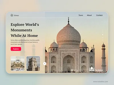 Virmo- Virtual Tour UI Concept clean design interaction design minimal monuments monuments web tour travel ui ux virtual reality virtual tour ui web design website design