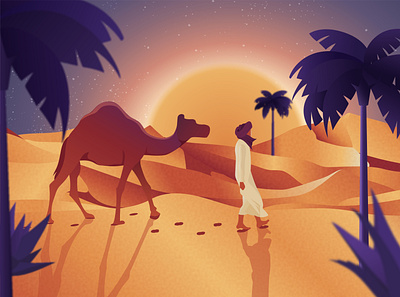 Desert digital illustration desert flat design illustration vector