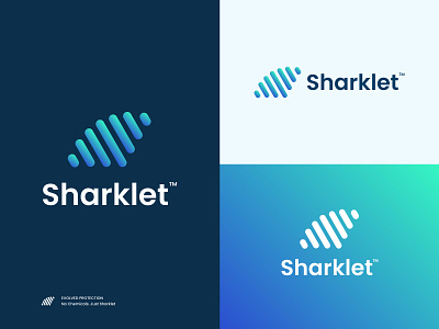 Sharklet Logo Design app colorful design icon logo minimal typography ux vector 视觉艺术