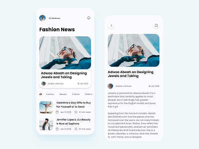 Fashion news app app colorful design dribbble invite flat minimal typography ui ux 视觉艺术