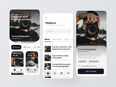 Photography blog app app colorful design icon logo minimal typography ui ux 视觉艺术