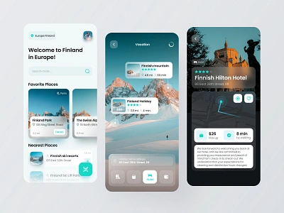 Nordic Vacation App app colorful design icon logo minimal typography ui ux 视觉艺术