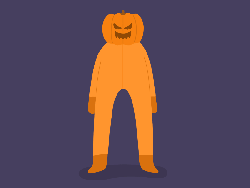 Pumpskin animation bones costume creep creepy dark frame by frame halloween illustration orange pumpkin skeleton skin skull