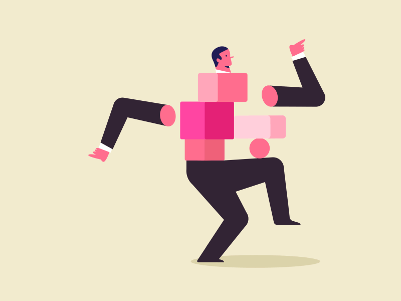 Personal conflicts animation compromise cube decision directions illustration man opinion shapes vector