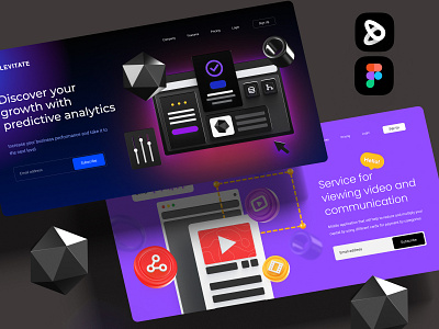 Levitate - Figma 3D scene builder & Presentation templates 3d design 3d mockup app block branding desktop destop figma illustration interface landing marketing mobile presentation service style template templates trend web