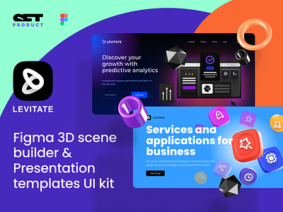 Levitate - Figma 3D scene builder & Presentation templates 3d design 3d mockup application block business cinema 4d design desktop figma icons illustration landing logo mobile model onboarding presentation render scene ui