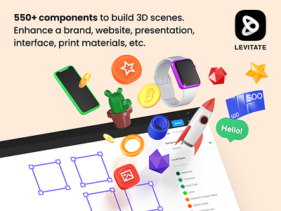Levitate - Figma 3D scene builder & Presentation templates