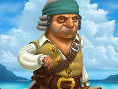Pirate beach character design illustration island pirate sand sword