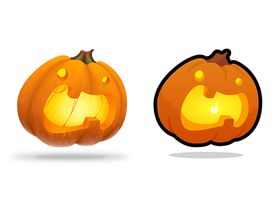 A Tale of Two Pumpkins halloween illustration jack o lantern pumpkin raster scream vector