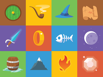Hobbit Icons illustration vector
