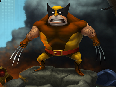Wolverine, bub. character design city destruction illustration logan wolverine xmen