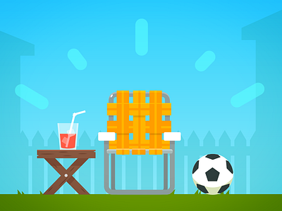 Backyard backyard chair flat illustration soccer summer