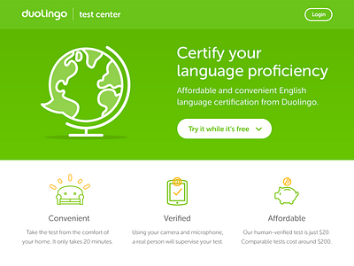 Duolingo Test Center Splash flat home illustration landing splash ui website