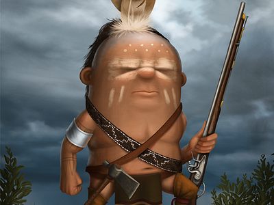 Iroquis Warrior america character design illustration indian iroquis native american musket