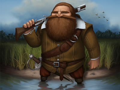 Captain John Smith character design illustration jamestown marshes virginia