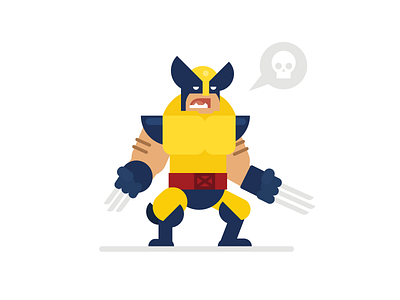 Wolverine character design flat illustration logan marvel superhero