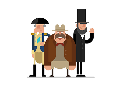 Happy Presidents Day! abe lincoln character design george washington illustration presidents presidents day teddy roosevelt