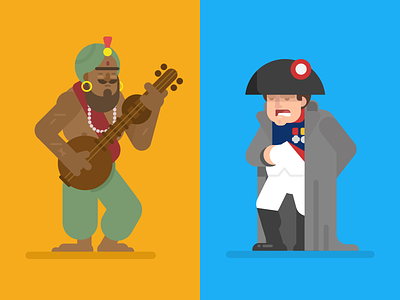 Samudragupta and Napoleon character design conquerors illustration leaders napoleon