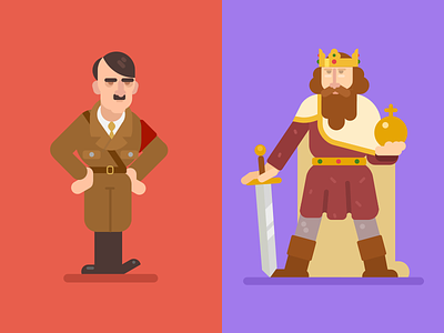 Hitler and Charlemagne character design charlemagne conquerors hitler illustration king leaders