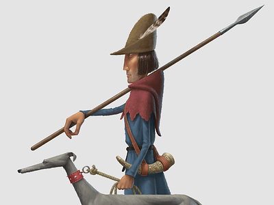 The Fox Hunt character design medieval greyhound hunter illustration