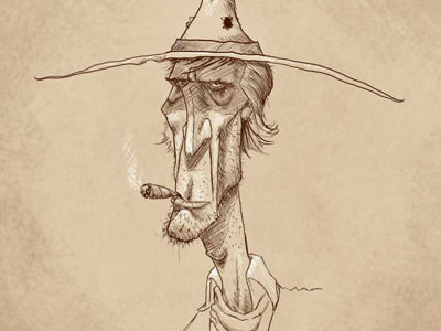 Gunslinger character design illustration