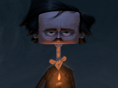 Edgar Allan Poe candlelight character design illustration poe poetry raven