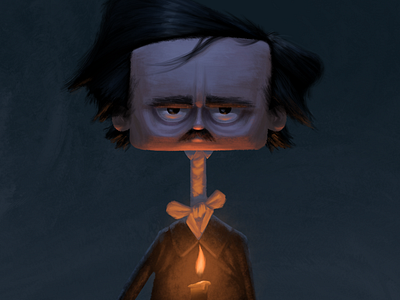 Edgar Allan Poe candlelight character design illustration poe poetry raven