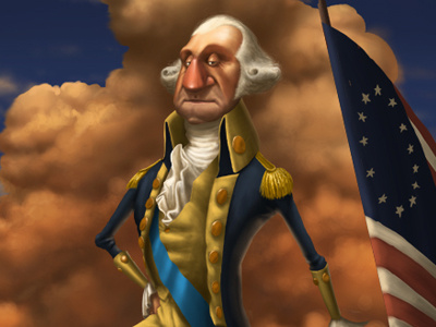 George Washington america character design illustration flag ship