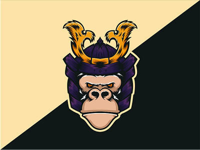 SAMURAI GORILLA brand branding caracter design dribble gorilla head icon ideas illustration instagram kingkong logo logoawesome logoinspirations logoplace mascot samurai vector zerologistudio