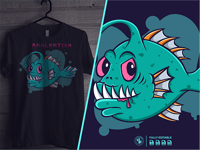 ANGLERFISH ILLUSTRATION T-SHIRT DESIGN