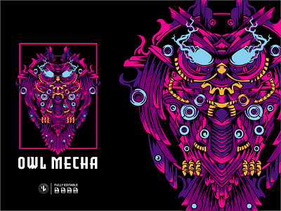 Owl Mecha Illustrations branding character clothing colorful design dribble ideas illustration instagram logo logoinspirations owl mecha tshirt vector zerologicstudio