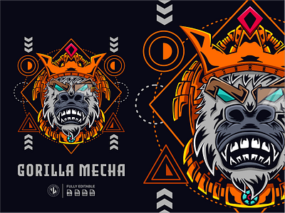Gorilla Mecha Illustrations branding character design dribble gorilla ideas illustration instagram logo logoinspirations mecha vector zerologicstudio