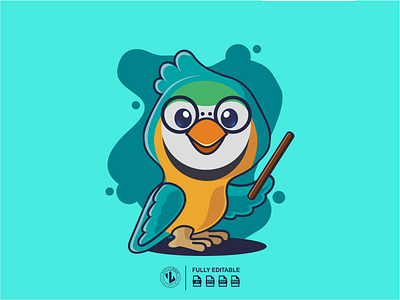 Teacher Parrot animal branding character design dribble ideas illustration instagram logo logoinspirations parrot vector zerologicstudio