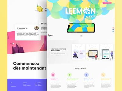 Leemon E-Learning App Landing page app application colorful colors design e learning gradient interface landingpage lemon lime ui uiux website