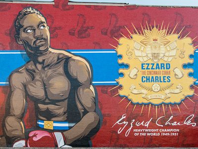 Ezzard Charles Mural artworks champion cincinnati ezzard charles heavyweight mural whbv