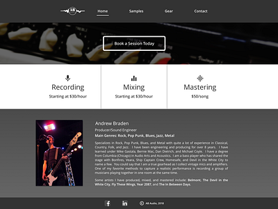 Audio Engineering Landing Page audio call to action conversions cta engineering mastering mixing music producer recording sound