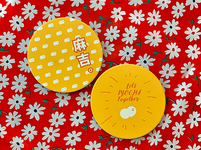 Mochi Coaster with Bubble Milk Tea boba bubble coaster coster design yellow