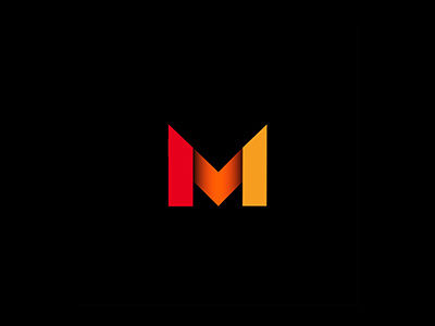 Symbol M black gradient identity letter logo m monogram orange red symbol typography