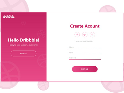 Daily UI Challenge #001 - Sign Up 001 clean daily dailyui debut shot design hello dribbble sign in sign up ui