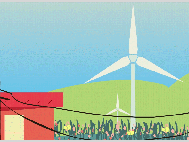 Windmill animation design gif icon illustration loop ui vector