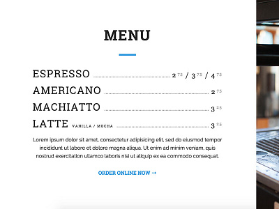 Coffee Menu