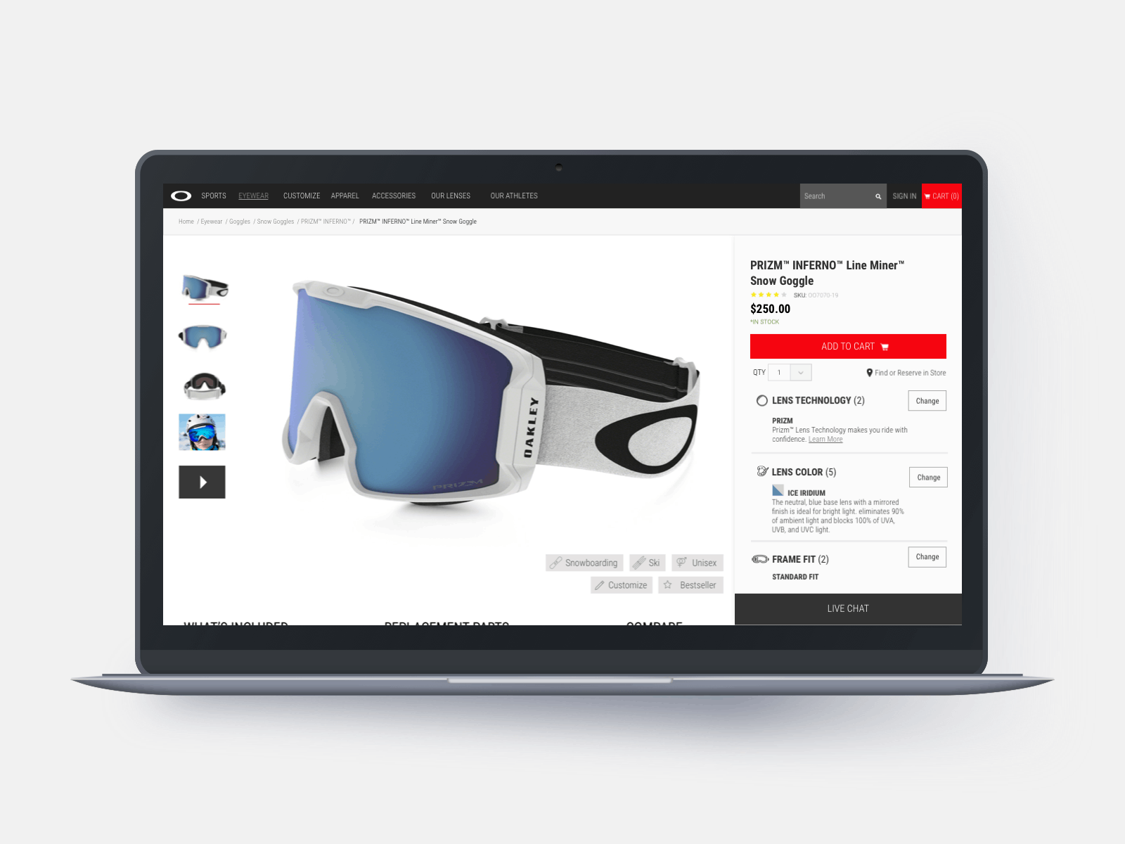 E-commerce: PDP interaction animation ecommerce interaction oakley pdp sports