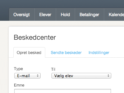 Message Center blue bootstrap crm email form grey input vanilla