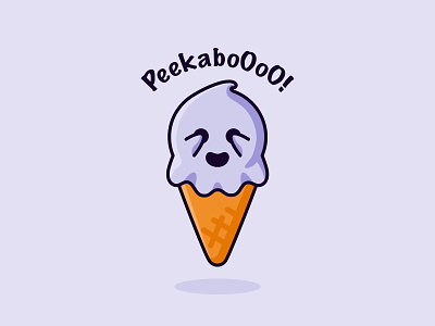 peekaboo design flat ghost halloween halloween design icecream illustration minimal vector